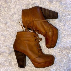 Steve Madden Brown Leather Platform Booties